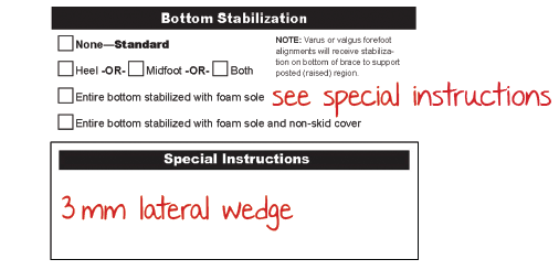 How to order a full length lateral wedge