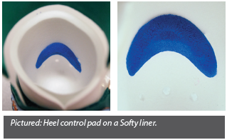 Pictured blue heel control pad on a Softy liner