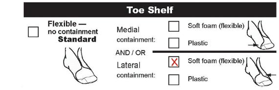 How to order soft lateral toe containment