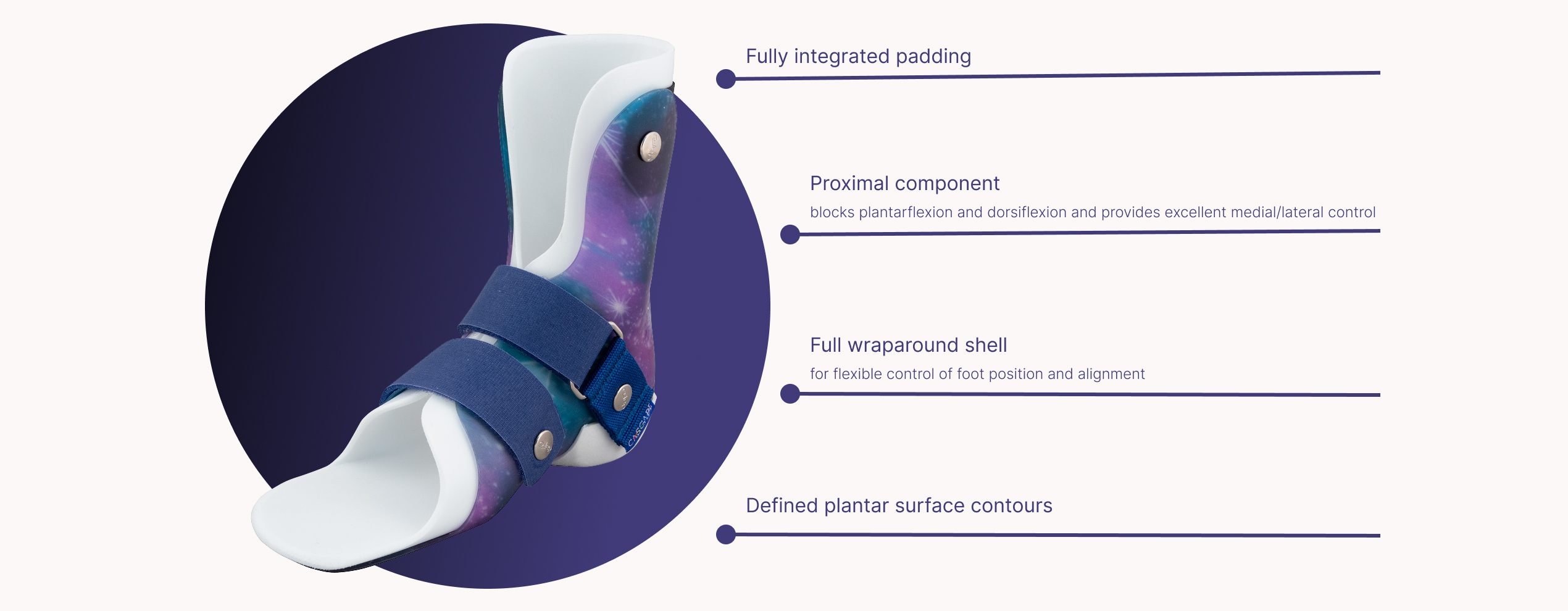 This image shows product features of the product DAFO Softback Softy