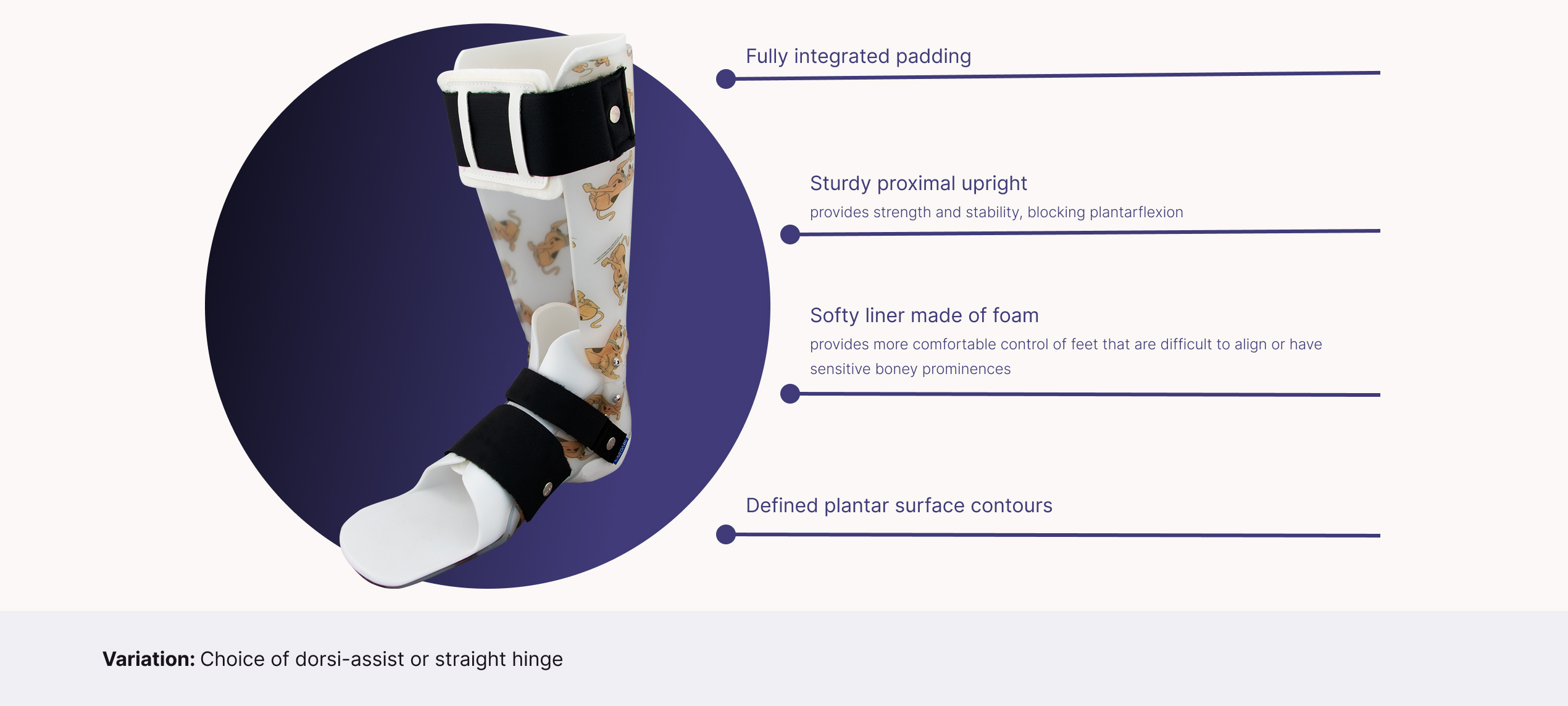 This image shows product features of the product DAFO TurboH Softy